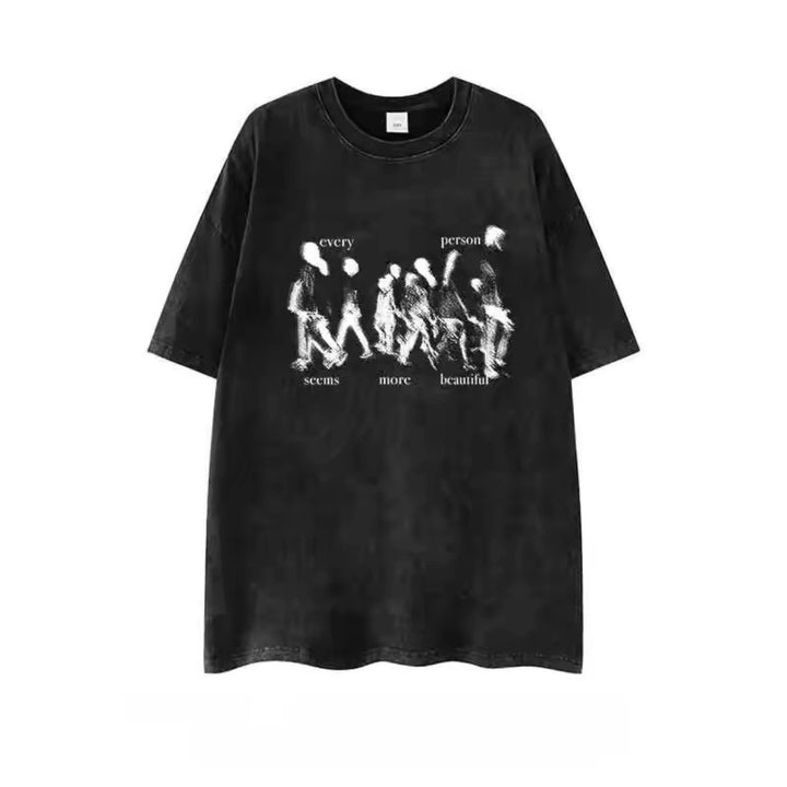 Dame T-shirt med kunstnerisk motiv og afslappet snit Stilla