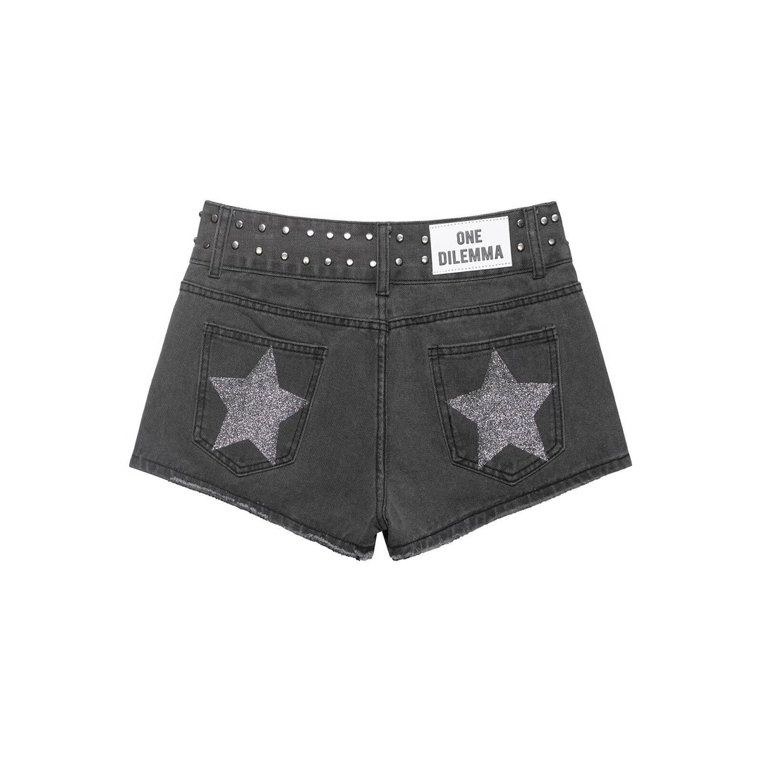 Dame stilfulde shorts med metalliske detaljer og høj talje Skovae