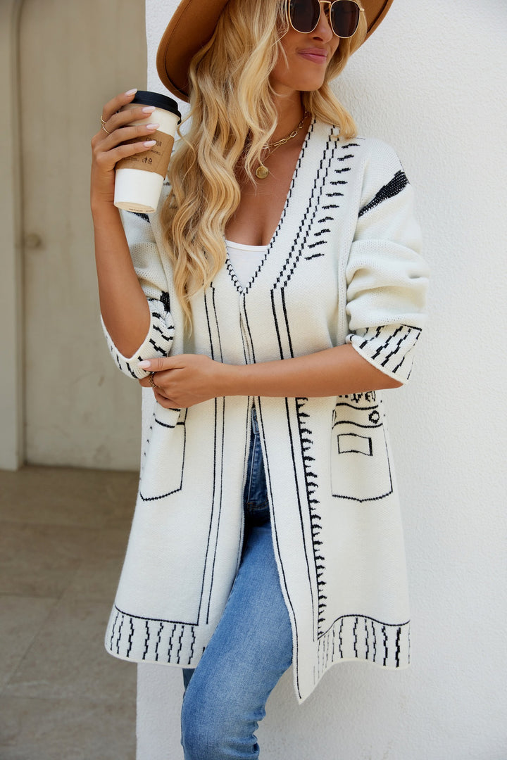 Femme Stilfuld Struktureret Lang cardigan Stilla