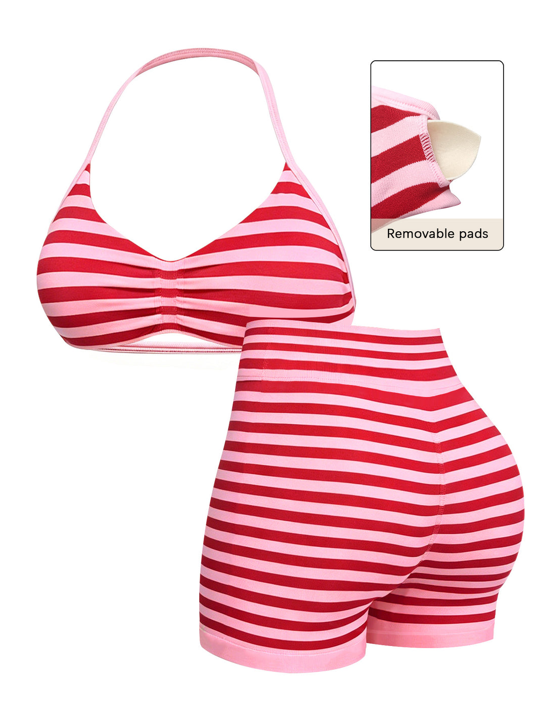 Dame Sporty bikini sæt med højt skårne shorts og elastisk støtte Skovae