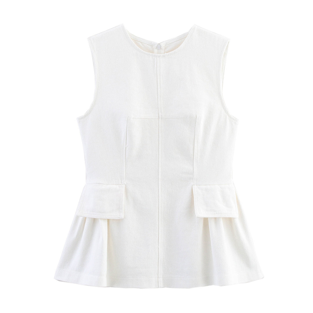Femme Flared Peplum Top med lomme detaljer Stilla