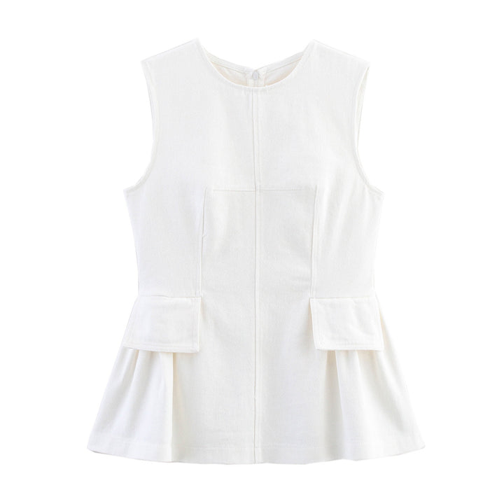 Femme Flared Peplum Top med lomme detaljer Stilla