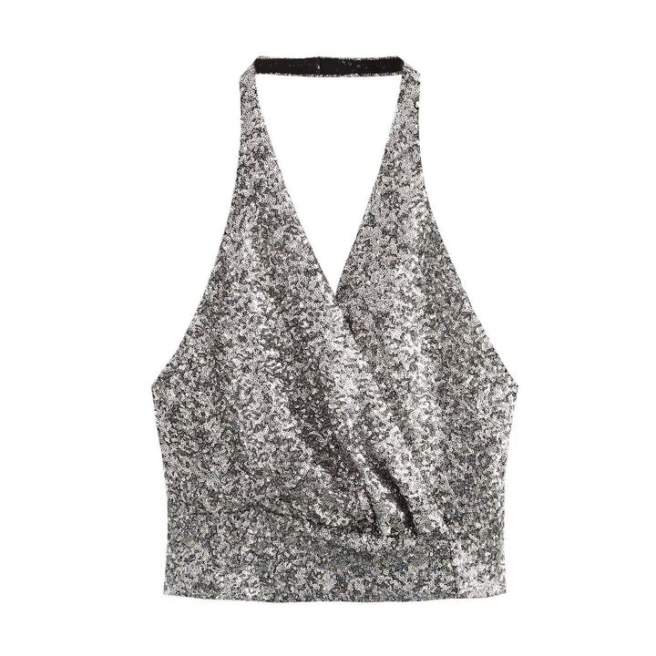 Femme Halterneck Glimmer Crop Top Stilla