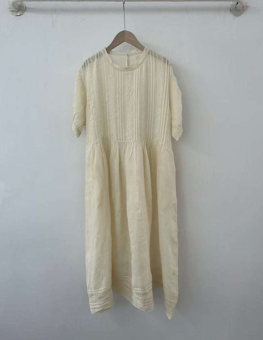 Femme Let Broderi A-linje Kjole Stilla
