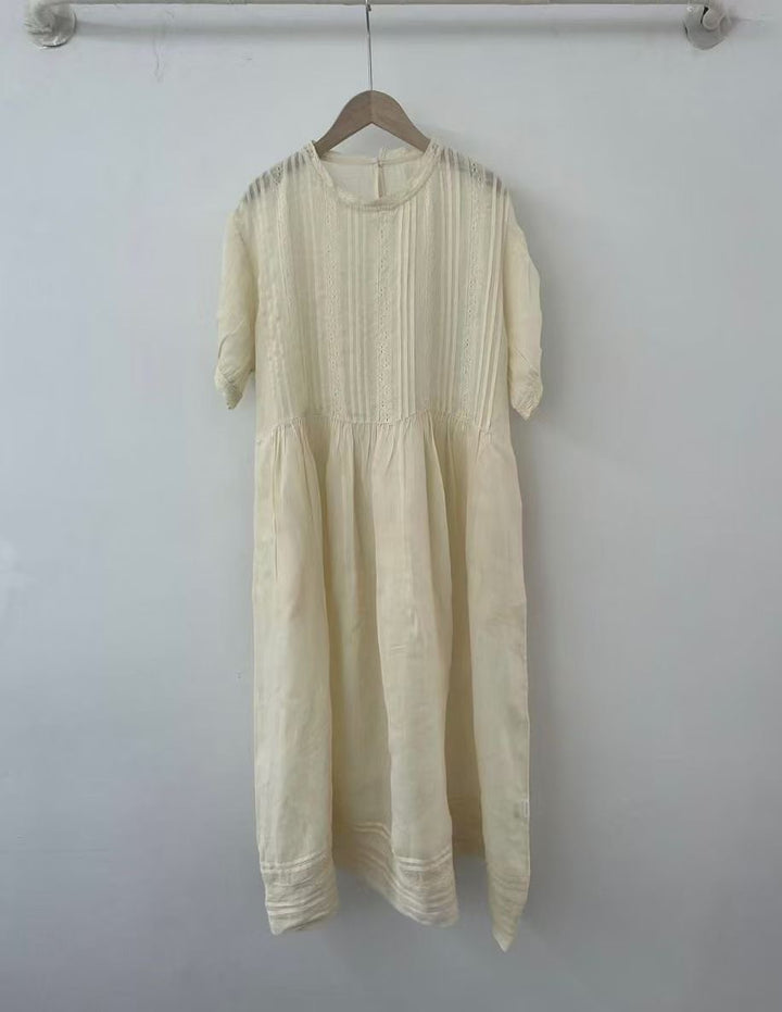 Femme Let Broderi A-linje Kjole Stilla