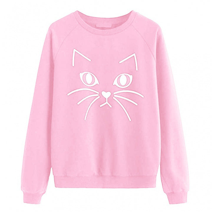 Kvinders sweatshirt med kattemotiv Stilla
