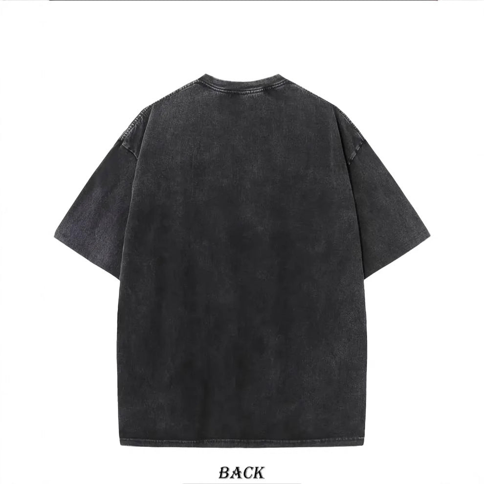 Dame T-shirt med grafisk gun-design og vintage-effekt Stilla