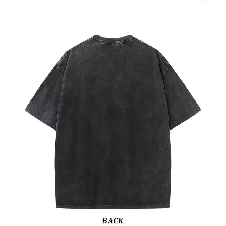 Dame T-shirt med grafisk gun-design og vintage-effekt Stilla
