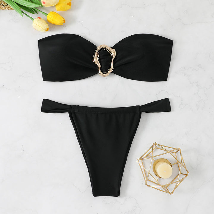 Dame bandeau bikini med kvalitets spænde detalje Skovae