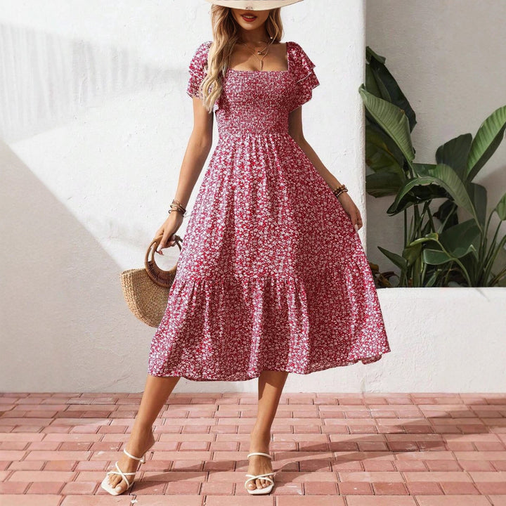 Dame Off-Shoulder Maxikjole med blomsterdesign og elastisk overdel Skovae