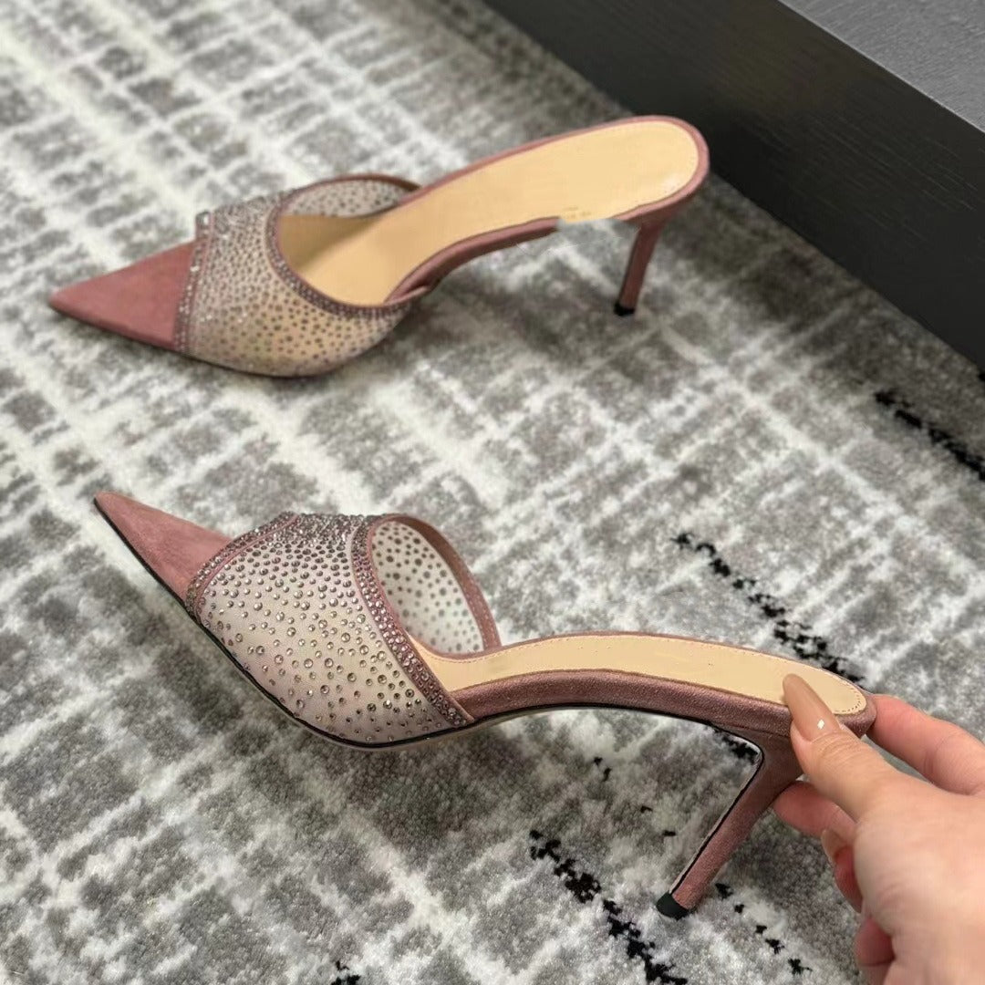 Dame Højhælede med Strass-applikationer Slide Sandaler Stilla