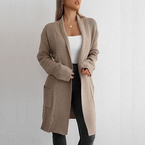 Femme Åben Front Struktureret Strik Cardigan Stilla