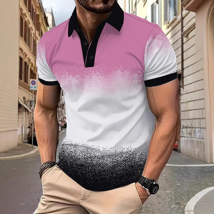 Herrer Poloshirt med moderne farvegradient og struktureret krave Stilla