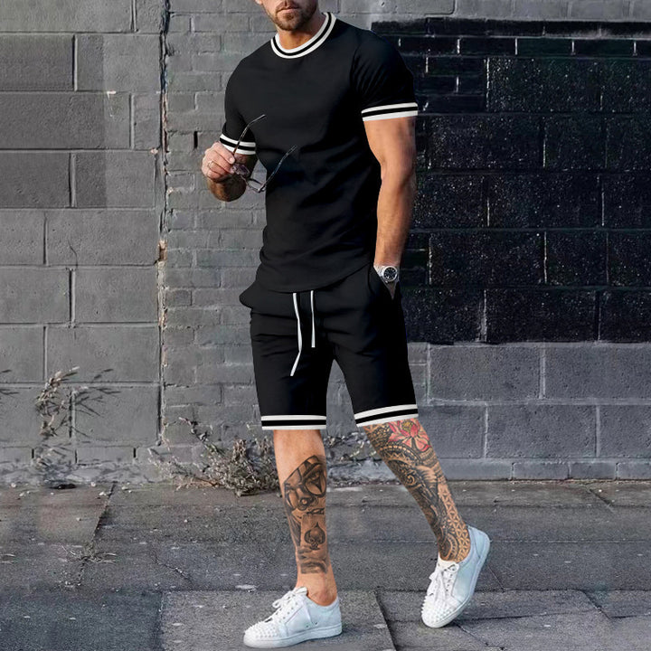 Herre Kortærmet Fritids-Outfit med sporty Kontrastdetaljer Stilla