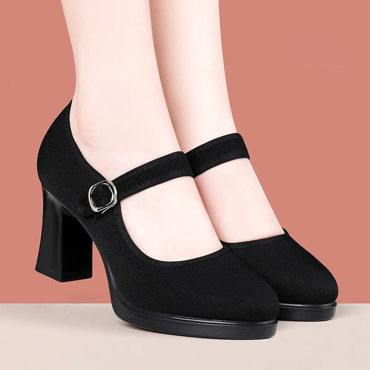 Dame elegante pumps med justerbar rem og en stabil blokhæl Stilla