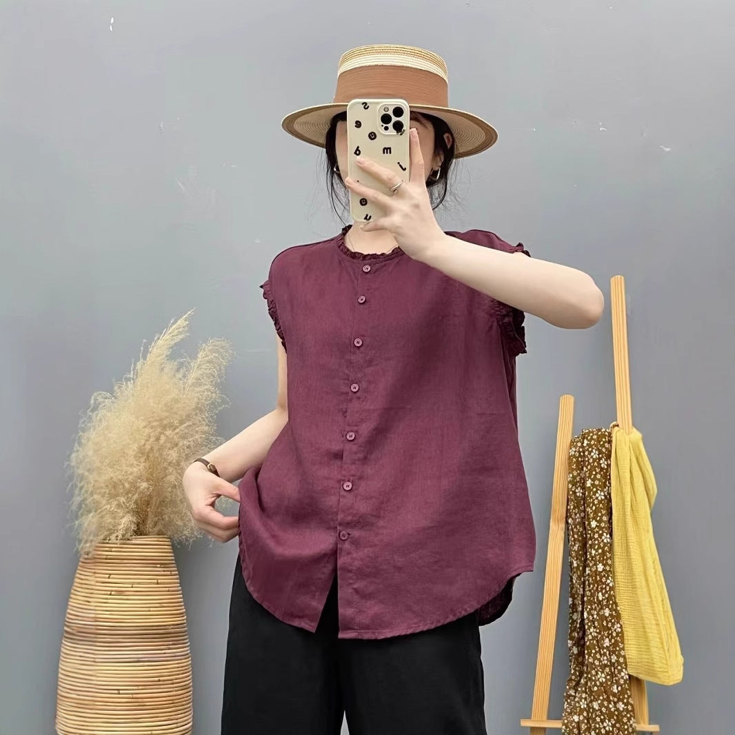 Femme Afslappet Siddebåndende Button-Down Skjorte Stilla