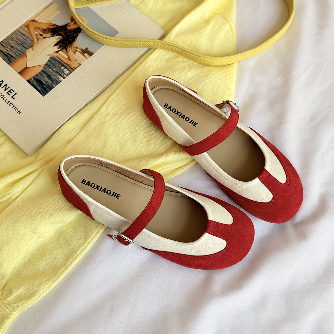 Dame Elegante Mary Jane Ballerinas med Modisch Riemen Detalje Stilla