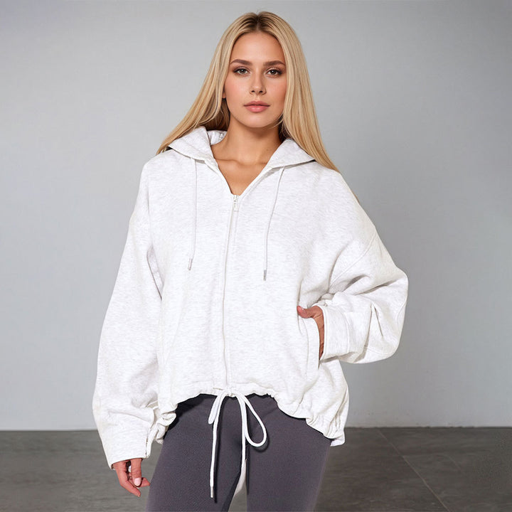 Kvinders oversized hoodie med snørebånd og sidelommer Stilla