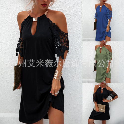 Stilla | Fræk Metal Halterneck Off-Shoulder Kjole