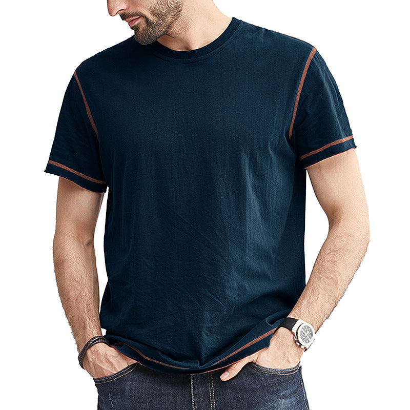 Herrer Rund hals T-shirt med kontrasterende ærmer og afslappet pasform Stilla
