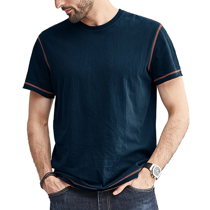 Herrer Rund hals T-shirt med kontrasterende ærmer og afslappet pasform Stilla