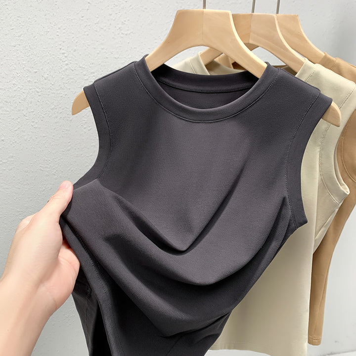 Dame ærmeløs top med elegant draperingsdesign Stilla