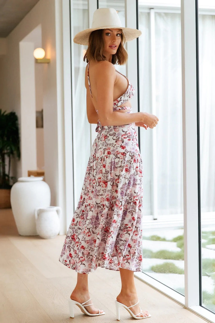 Dame Floral Tryk To-delt Kjole Stilla