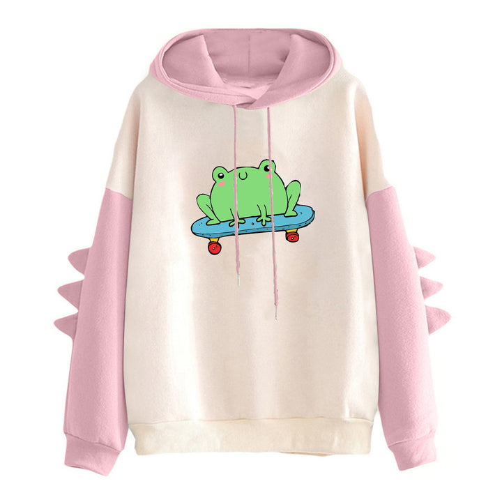 Dame hoodie med fed frødesign Stilla