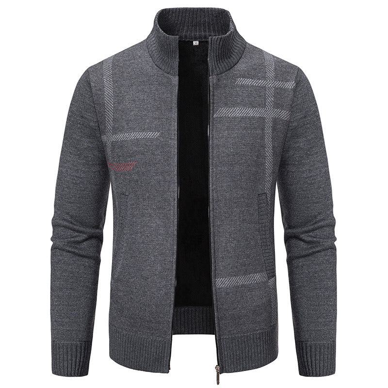 Herrer Strukturstrik Zip-Up Cardigan Pullover Stilla