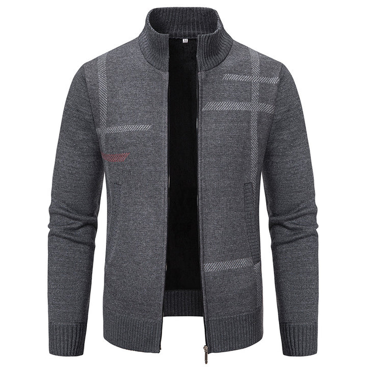 Herrer Strukturstrik Zip-Up Cardigan Pullover Stilla