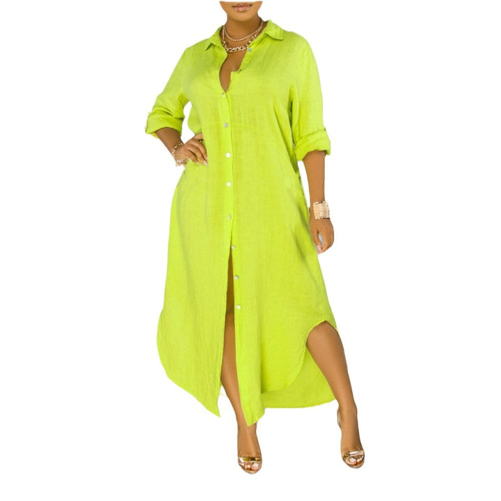 Dame Langærmet Button-Down Maxi Kjole Stilla