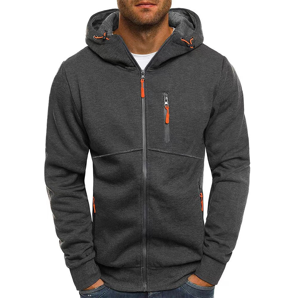 Herre hoodie med funktionelle lynlås lommer og sporty design Skovae