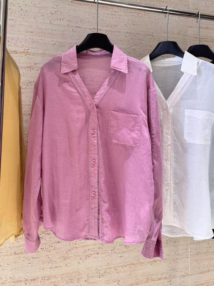Damer Let Fritid Button-Up Skjorte Stilla