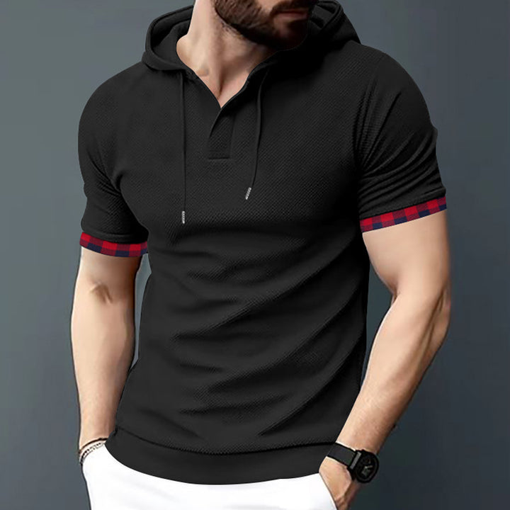 Herrer Polo-Hoodie med stribede ærmeafslutninger og moderne design Stilla
