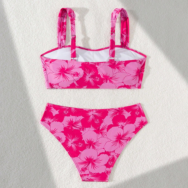 Dame bikini sæt med blomsterdesign og høj talje Skovae