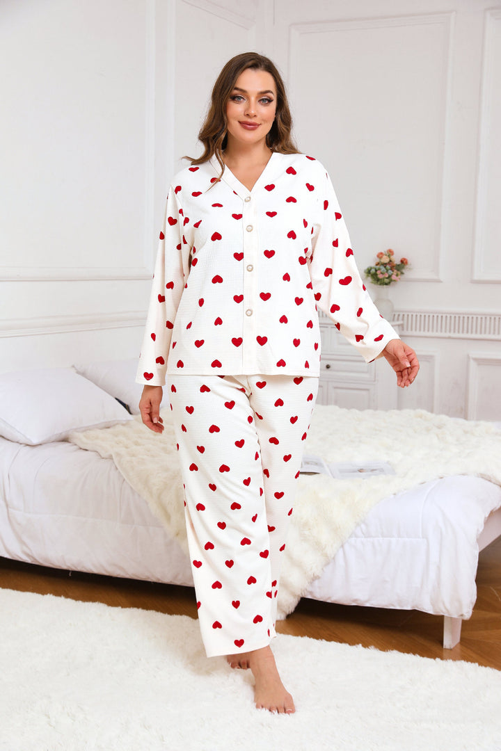Dame pyjamasæt med hjerte-mønster Stilla