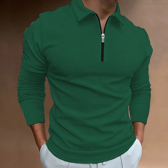 Herrer Polo-Shirt med lynlås og struktureret design Stilla