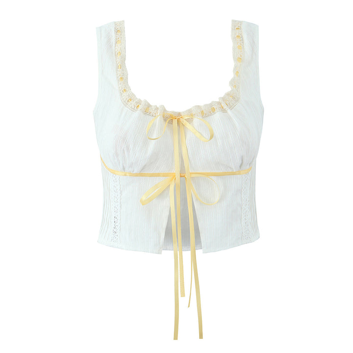Dame Crop-top med fine blonde accenter og justerbar talje snor Stilla