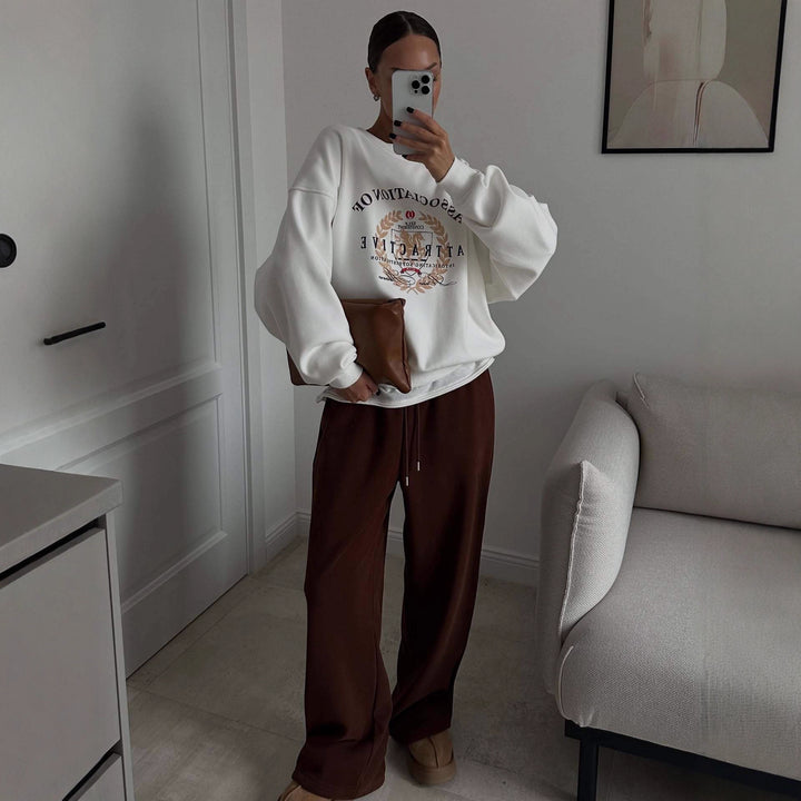 Kvinders sweatshirt med kreativ tekst og oversized pasform Stilla