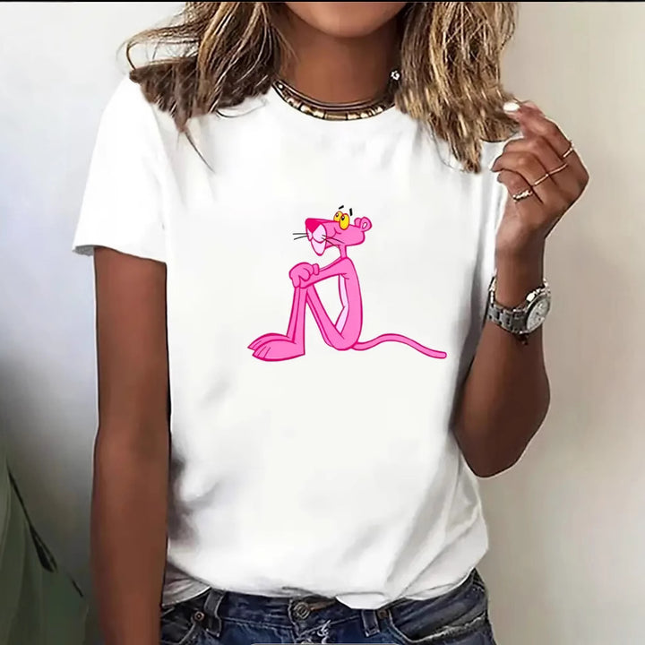 Dame T-shirt med høj kvalitets Pink Panther grafisk print Stilla