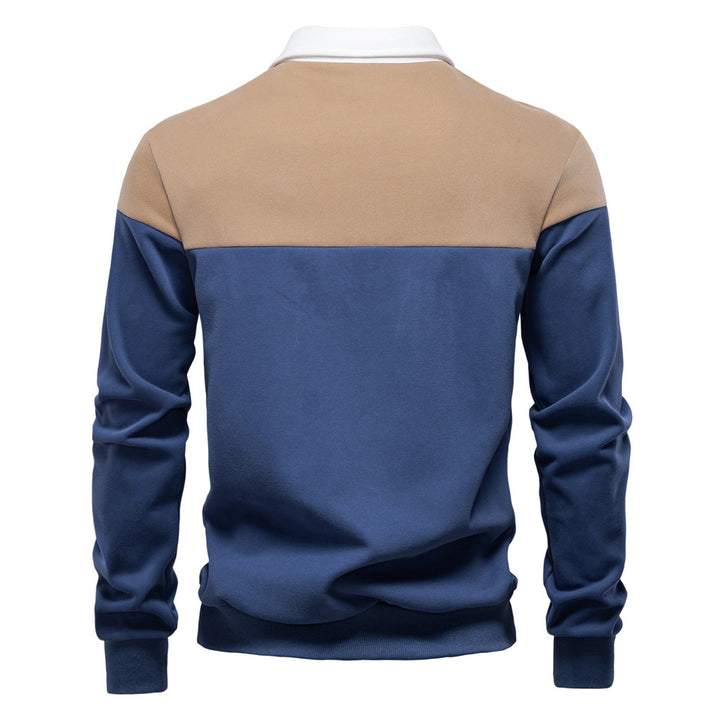 Herrer Polo-sweater med moderne farveblokdesign og sportiv krave Stilla