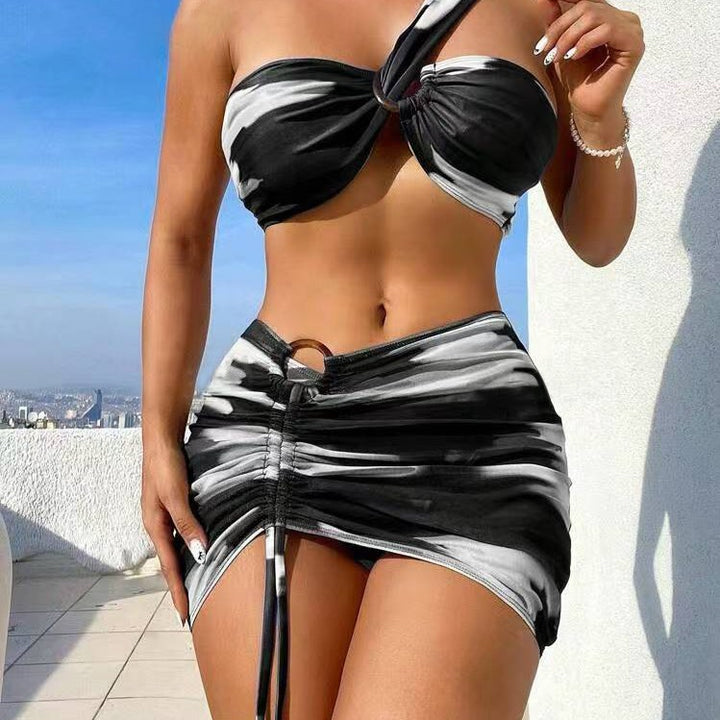 Dame Cropped Bikini-sæt med legende flæse-design og elegant bindesystem Skovae