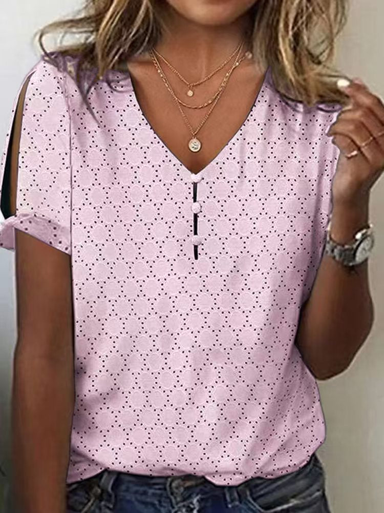 Dame Glitrende V-Pullover Bluse Skovae