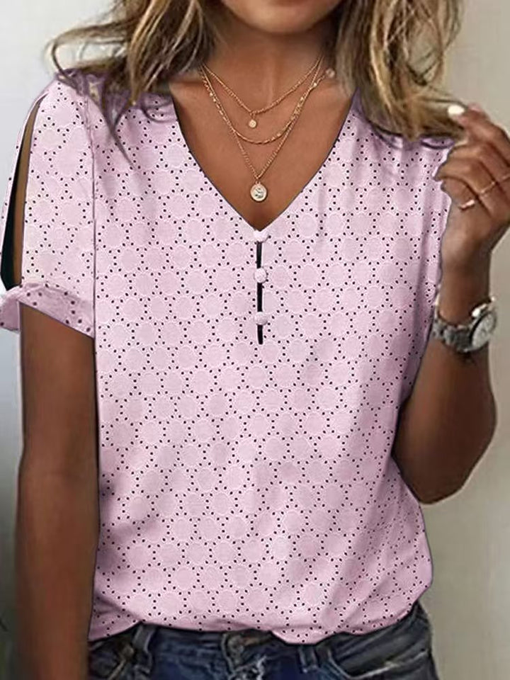 Dame Glitrende V-Pullover Bluse Skovae