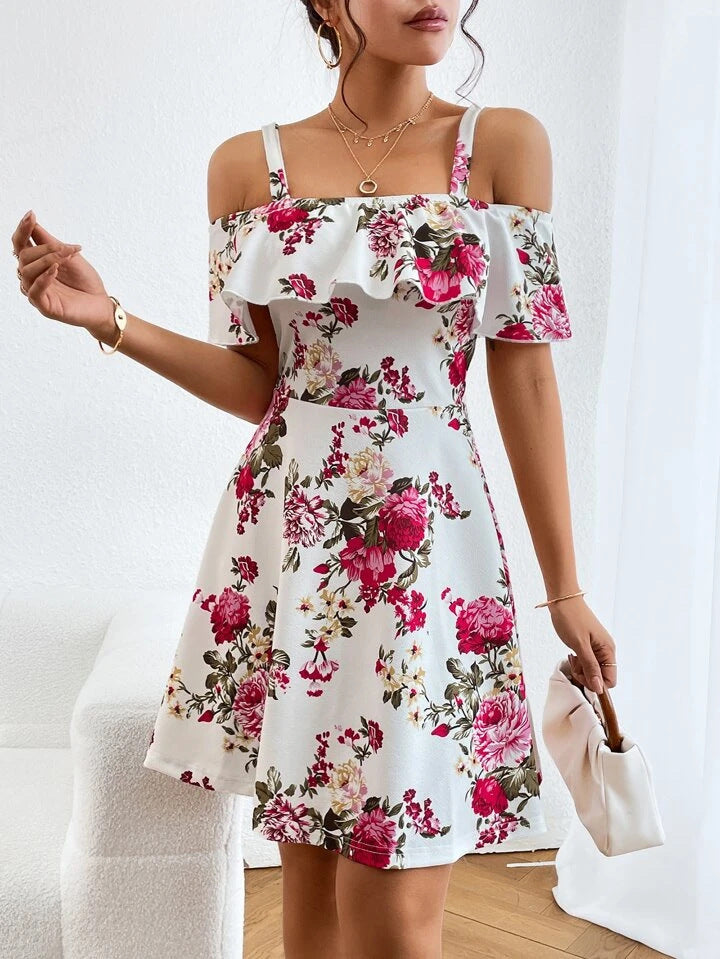Dame Off-Shoulder Udsplittet Kjole Stilla