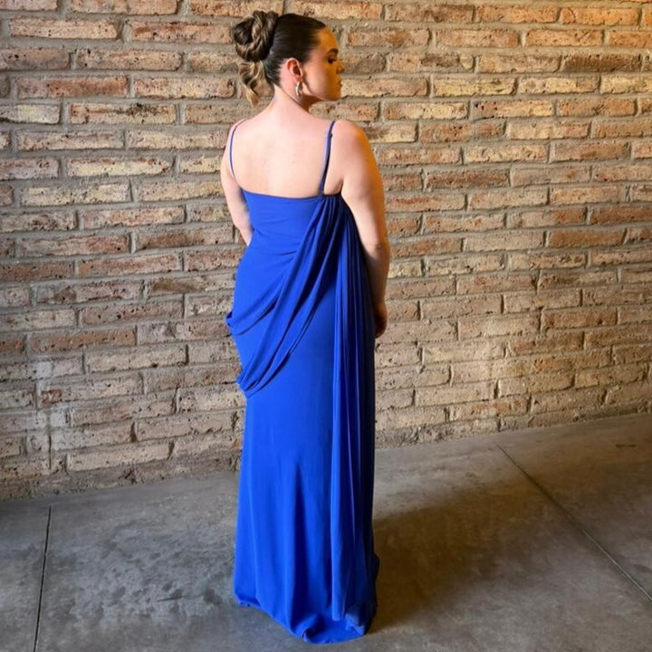 Dame strapless aftenkjole med elegant drapering Skovae