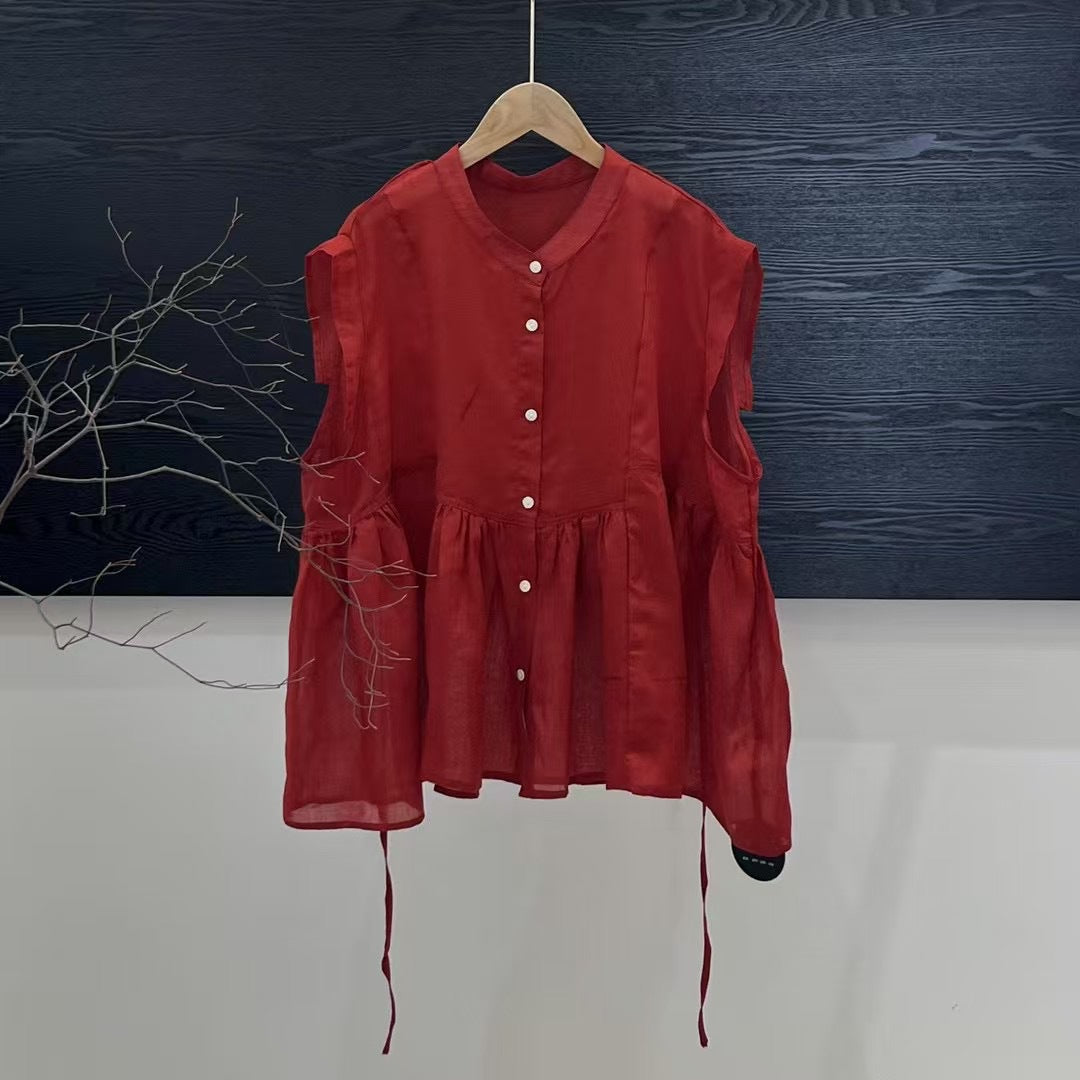 Femme Elegante Rüschen top med knapper Stilla