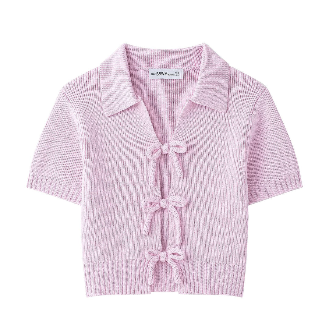 Dame Kortærmet Strikjakke med Snøre Stilla