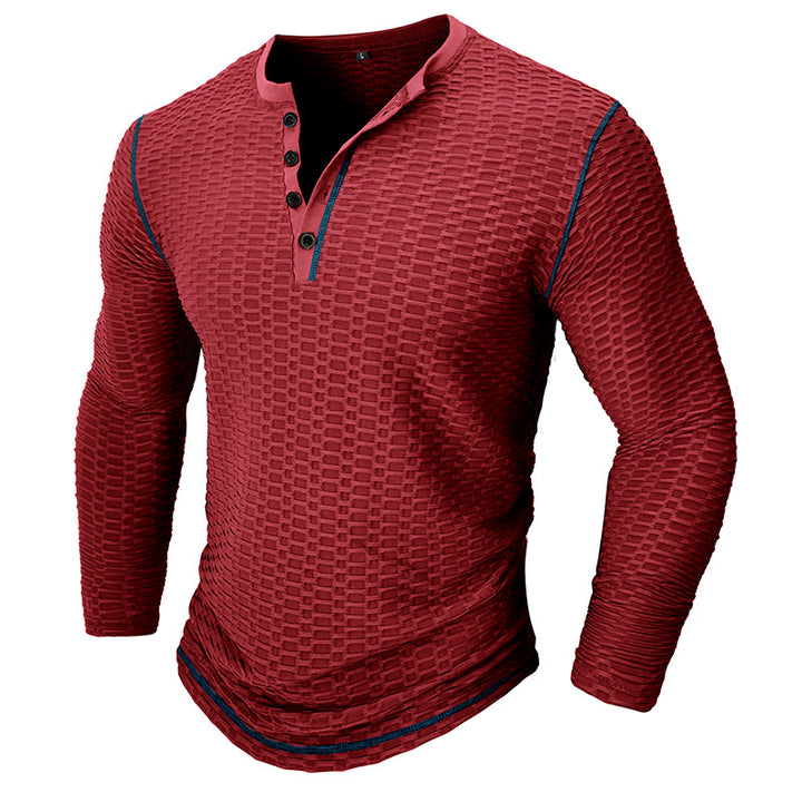 Herrer Langærmet skjorte med struktureret design og mode Henley-udskæring Stilla