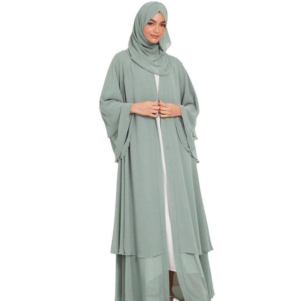 Dame bred Abaya med elegante svævende ærmer og bølgende fald Stilla